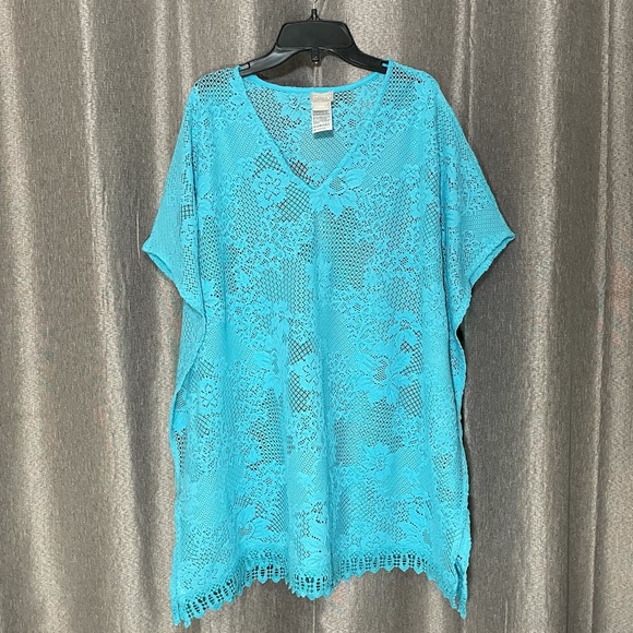 Chico’s Women’s Lightweight Light Blue Lace Poncho - Picture 7 of 12